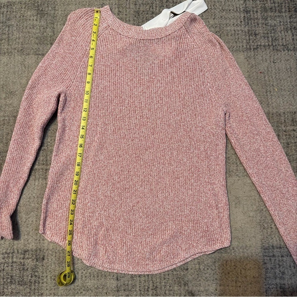LOFT Pink Knit Sweater Womens Large Back Tie Long Sleeve Lightweight NWT - Picture 2 of 6